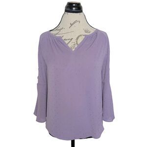 Jennifer Lopez Blouse XS Purple Lavender Bar Sleeve Peasant Rhinestones Edgy